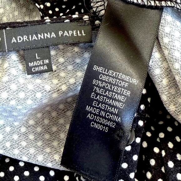 Adrianna Papell Polka Dots 3/4 Sleeve Relax Fit Top Blouse Size L Black & White - Picture 13 of 13